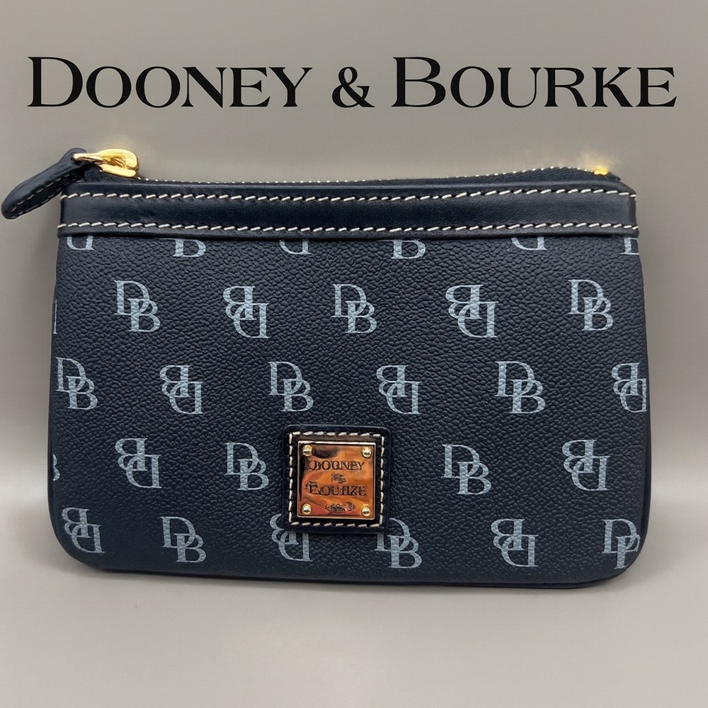 Dooney & Bourke DB Monogram Zip Wristlet with Red Lining | EUC | Retails $98